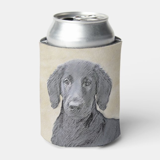 Flat-Coated Retriever Painting - Original Dog Art Can Cooler (Can Front)