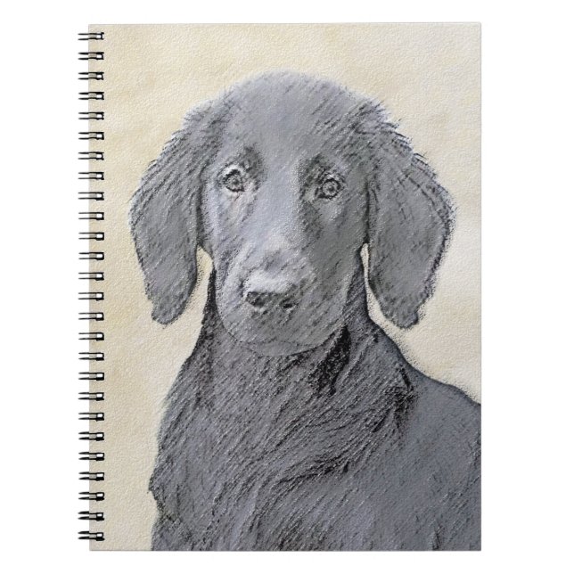 Flat-Coated Retriever Painting - Original Dog Art Notebook (Front)