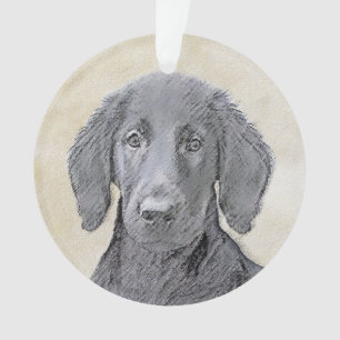 Flat-Coated Retriever Painting - Original Dog Art Ornament
