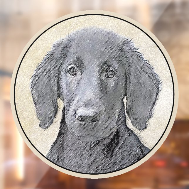 Flat-Coated Retriever Painting - Original Dog Art Window Cling (Sheet 2)