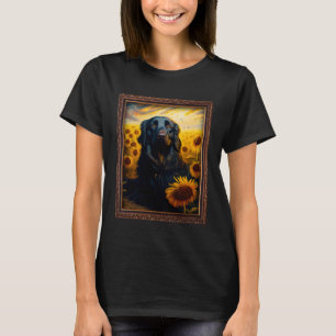 Flat Coated Retriever Painting Sunflower Flower Mo T-Shirt