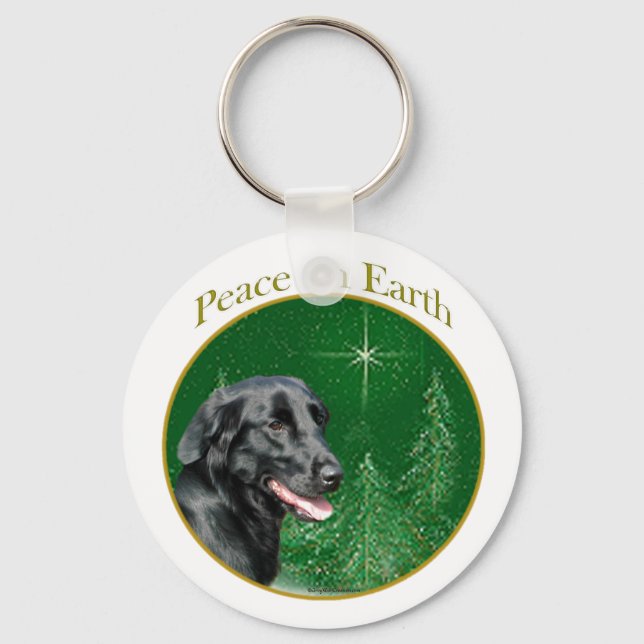 Flat-Coated Retriever Peace Keychain (Front)