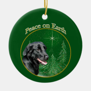 Flat-Coated Retriever Peace Keychain Ceramic Ornament