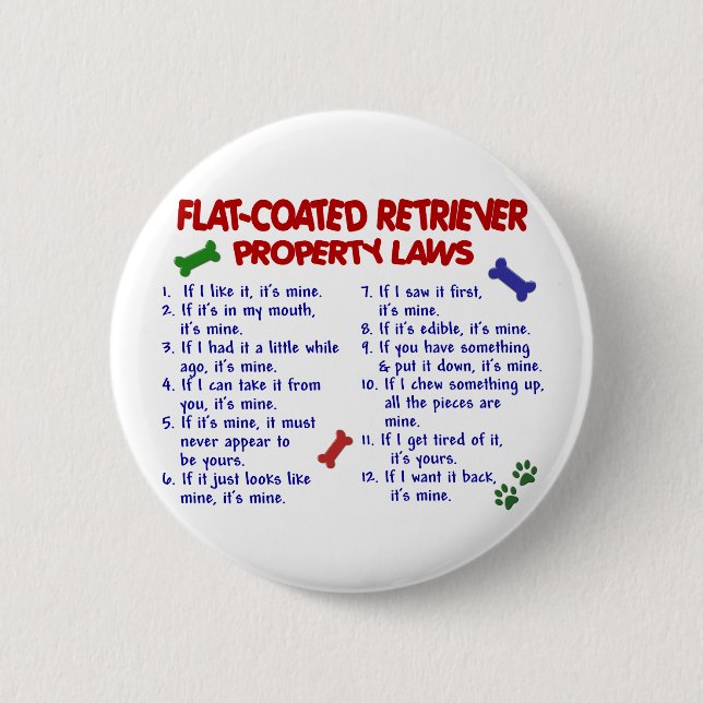 FLAT COATED RETRIEVER Property Laws 2 Inch Round Button (Front)