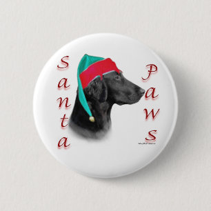 Flat Coated Retriever Santa Paws 2 Inch Round Button