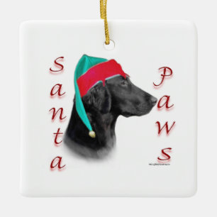 Flat Coated Retriever Santa Paws Ceramic Ornament