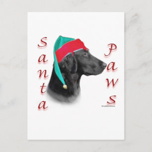 Flat Coated Retriever Santa Paws Holiday Postcard