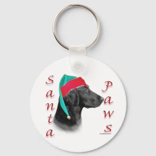Flat Coated Retriever Santa Paws Keychain