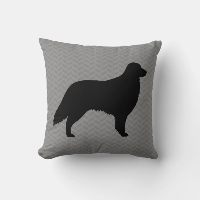 Flat Coated Retriever Silhouette Throw Pillow (Front)