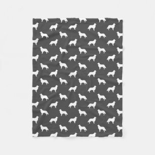 Flat Coated Retriever Silhouettes Pattern Grey Fleece Blanket