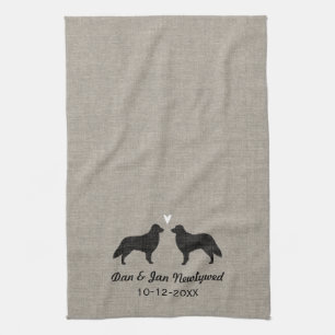 Flat Coated Retriever Silhouettes with Heart Kitchen Towel