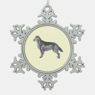 Flat Coated Retriever Snowflake Pewter Christmas Ornament