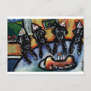 Flat Coated Retriever summer Birthday party Postcard