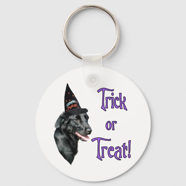 Flat-Coated Retriever Trick Keychain (Front)