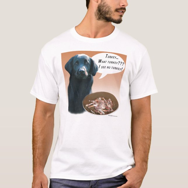 Flat-Coated Retriever Turkey; Thanksgiving Dog T-Shirt (Front)