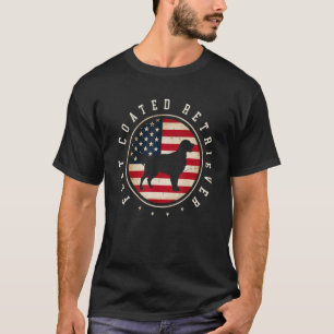Flat Coated Retriever Usa Flag 4th July Dog Mom Da T-Shirt