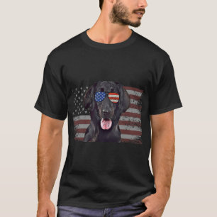 Flat-Coated Retrievers Dog July 4th Retro USA Amer T-Shirt