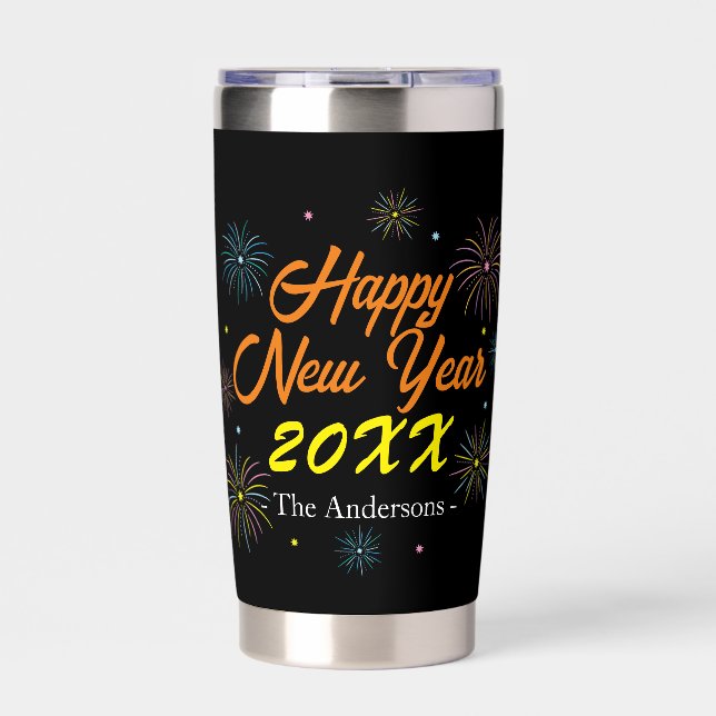 Flat Colourful New Year's Eve Party Insulated Tumbler (Front)