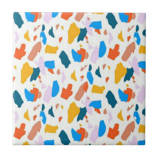 Flat colourful terrazzo pattern tile