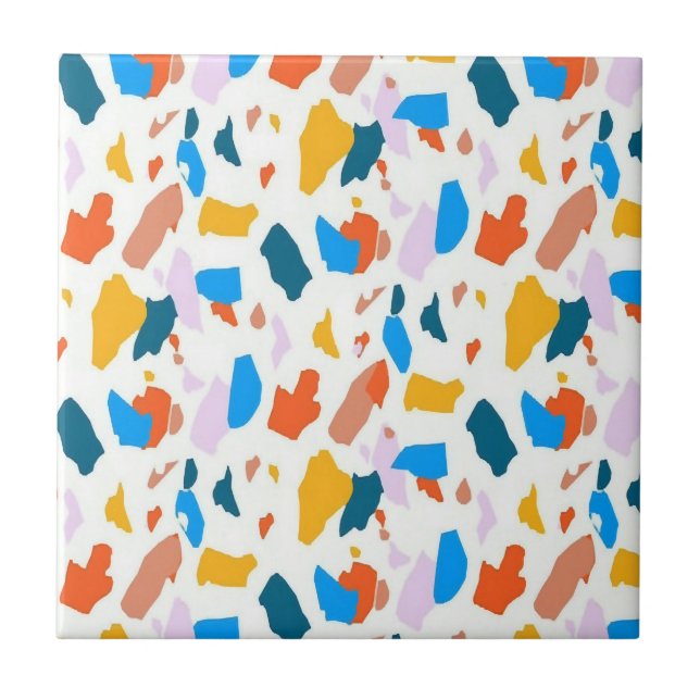 Flat colourful terrazzo pattern tile (Front)