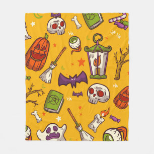 Flat Design Pattern Halloween Theme Background Fleece Blanket