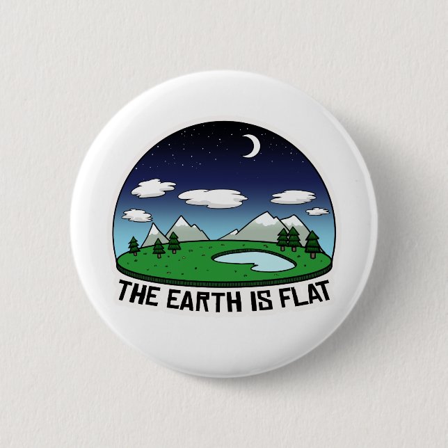Flat earth 2 inch round button (Front)