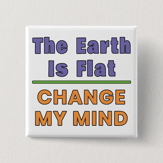 Flat Earth 2 Inch Square Button (Front)