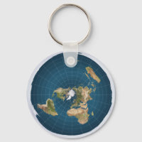 Flat Earth AE Azimuthal Equidistant Map Key Ring 2