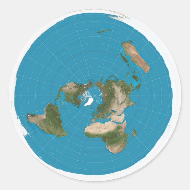 Flat Earth Azimuthal Equidistant Map Stickers (Front)