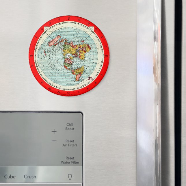 Flat Earth Azimuthal Projection Map Magnet (In situ (réfrigérateur))