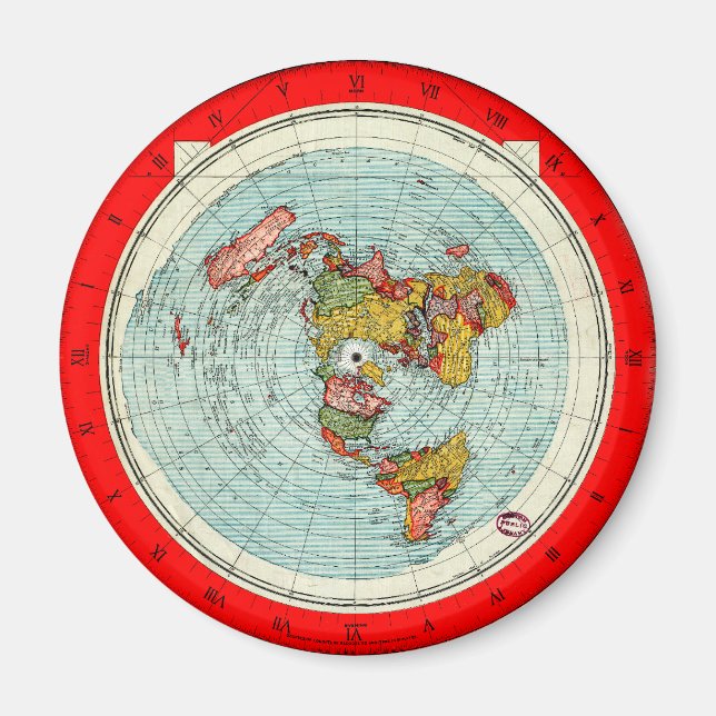Flat Earth Azimuthal Projection Map Magnet (Devant)
