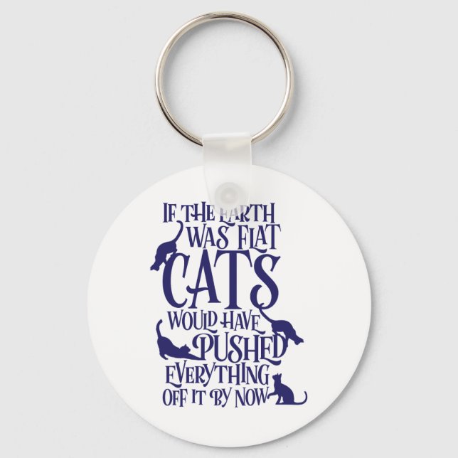 Flat Earth Cat Theory Graphic Funny Earth Day  Keychain (Front)