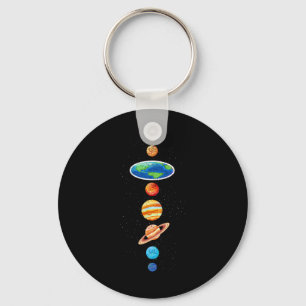 Flat Earth Conspiracy - Solar System Planets - Fla Keychain