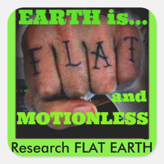 flat earth fist square sticker (Front)
