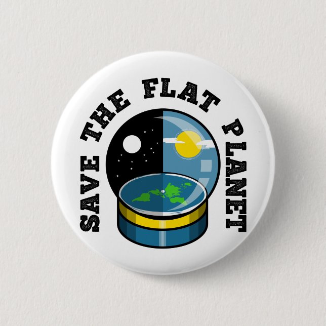 Flat earth in snow globe 2 inch round button (Front)