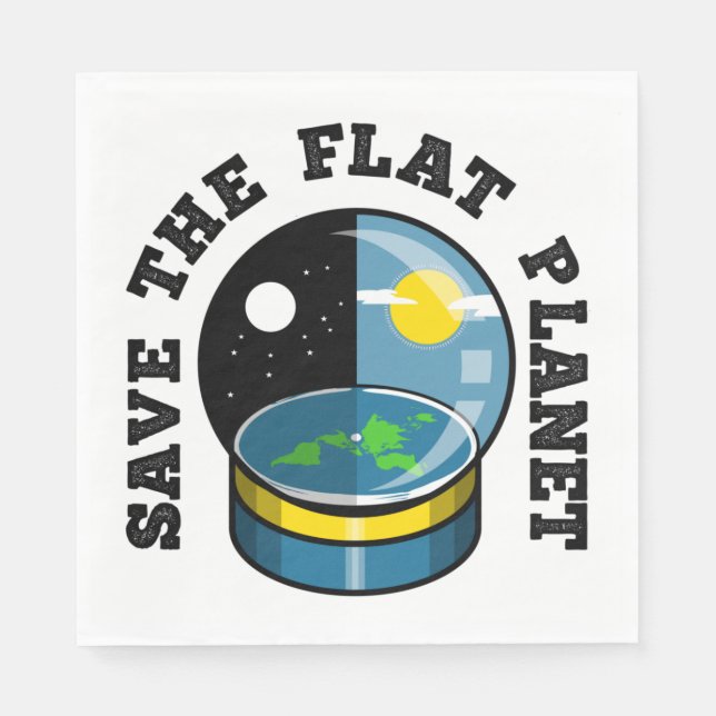 Flat earth in snow globe napkin (Front)