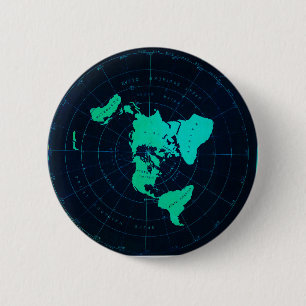 Flat Earth Map (Azimuthal equidistant projection) 2 Inch Round Button