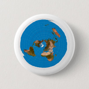 Flat Earth Map - Azimuthal Equidistant Projection 2 Inch Round Button