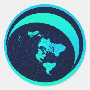 Flat Earth Map (Azimuthal equidistant projection) Classic Round Sticker