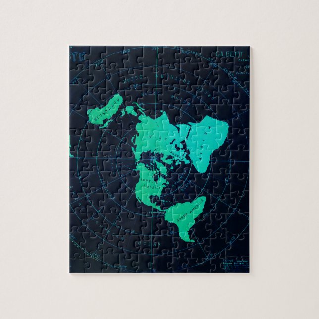 Flat Earth Map (Azimuthal equidistant projection) Jigsaw Puzzle (Vertical)