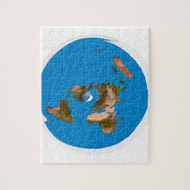 Flat Earth Map - Azimuthal Equidistant Projection Jigsaw Puzzle (Vertical)