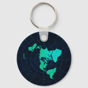 Flat Earth Map (Azimuthal equidistant projection) Keychain