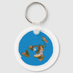 Flat Earth Map - Azimuthal Equidistant Projection Keychain