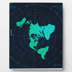 Flat Earth Map (Azimuthal equidistant projection) Plaque