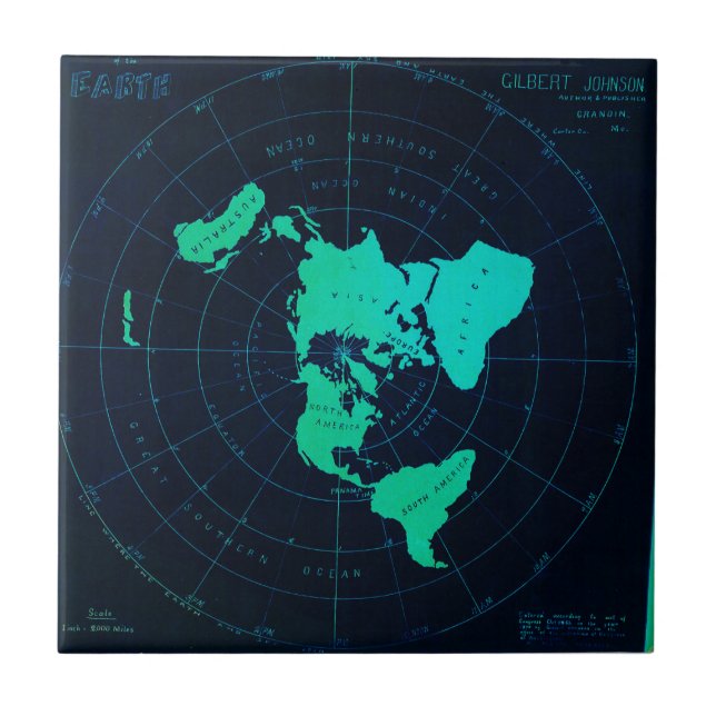 Flat Earth Map (Azimuthal equidistant projection) Tile (Front)