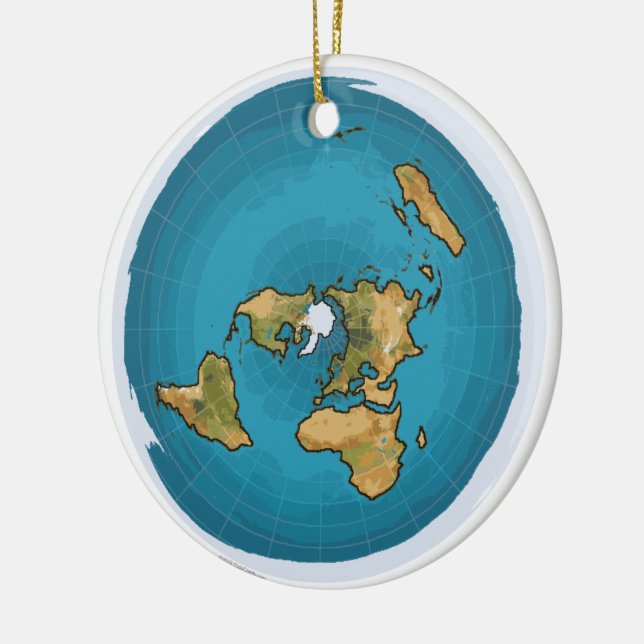 Flat Earth Map Ceramic Ornament (Left)