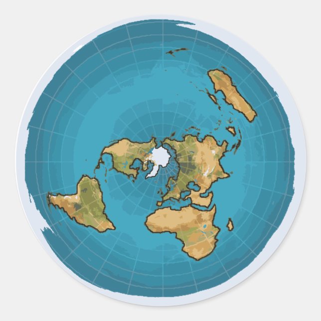 Flat Earth Map Classic Round Sticker (Front)
