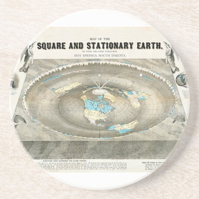 Flat Earth Map Coaster (Front)