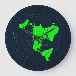Flat Earth Map Disc Large Clock