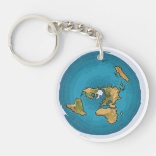 Flat Earth Map Keychain